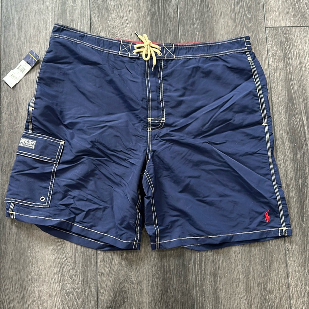 Polo Ralph Lauren XXL Men’s Swim Trunks Navy Polo Horse Red